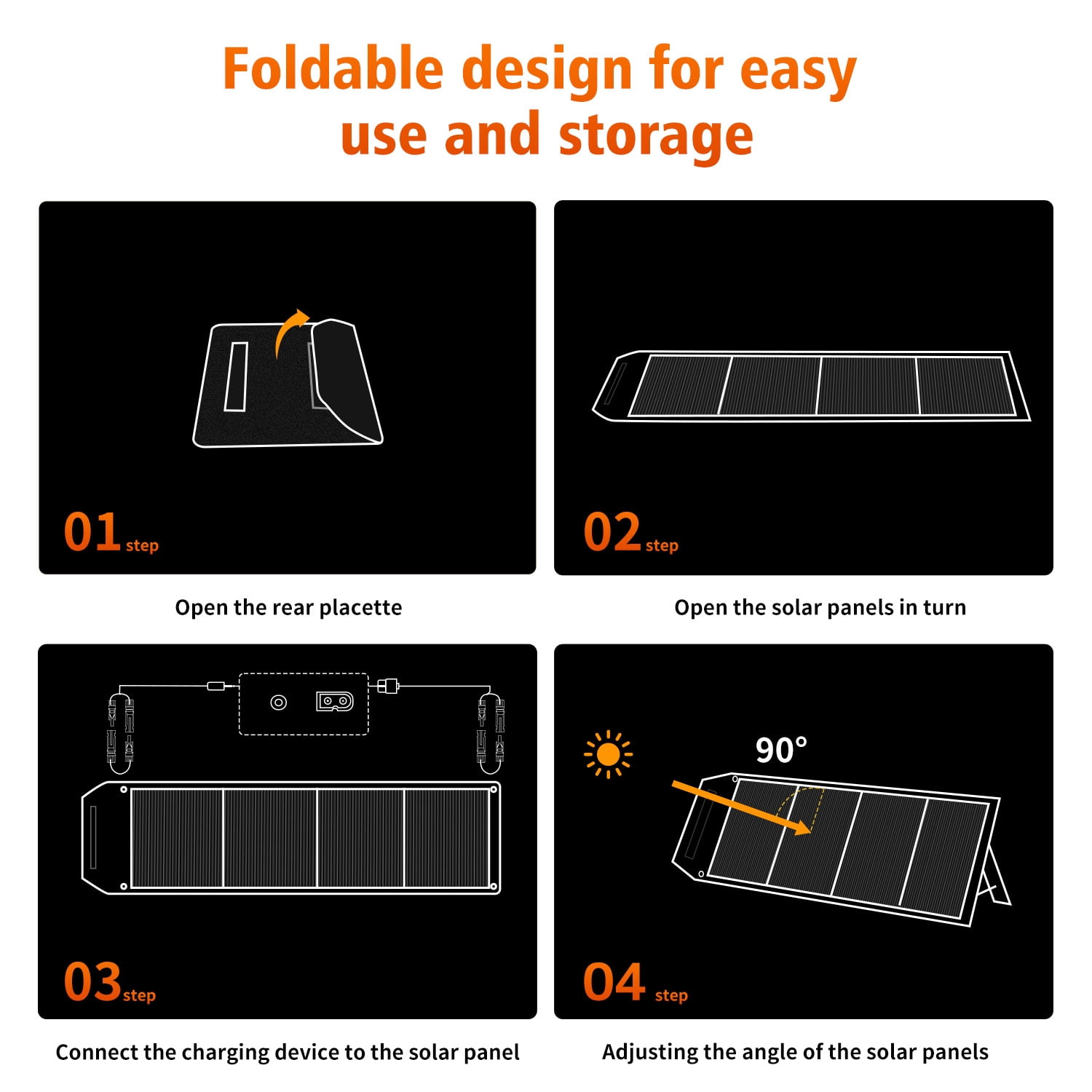 LVYUAN 300 Watt Solar Panel Foldable Solar Charger with Adjustable Kickstands, Portable IP67 Waterproof for Camping,  Home, RV, Outdoor, Power Station, off Grid