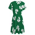 thumbnail image 5 of Clover Leaf Hand Drawn Doodle Short Sleeve Dress Women Summer Evening Dresses Ladies Sundress, 5 of 7