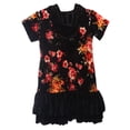 thumbnail image 2 of Little Girls Floral Velvet Hoodie Double Ruffle Party Flower Girl Dress Black Size 4 (43D2F), 2 of 4