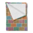thumbnail image 2 of Colorful Soft Flannel Fleece Throw Blanket, Vintage Brick Wall Motif Geometric Rectangles Pattern Retro Design Inspirations, Cozy Plush for Indoor and Outdoor Use, 50" x 70", Multicolor, by Ambesonne, 2 of 5