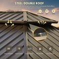 thumbnail image 4 of Hommow 14' x 20' Hardtop Gazebo, Wooden Finish Coated Aluminum Frame Gazebo with Double Roof, 4 of 10