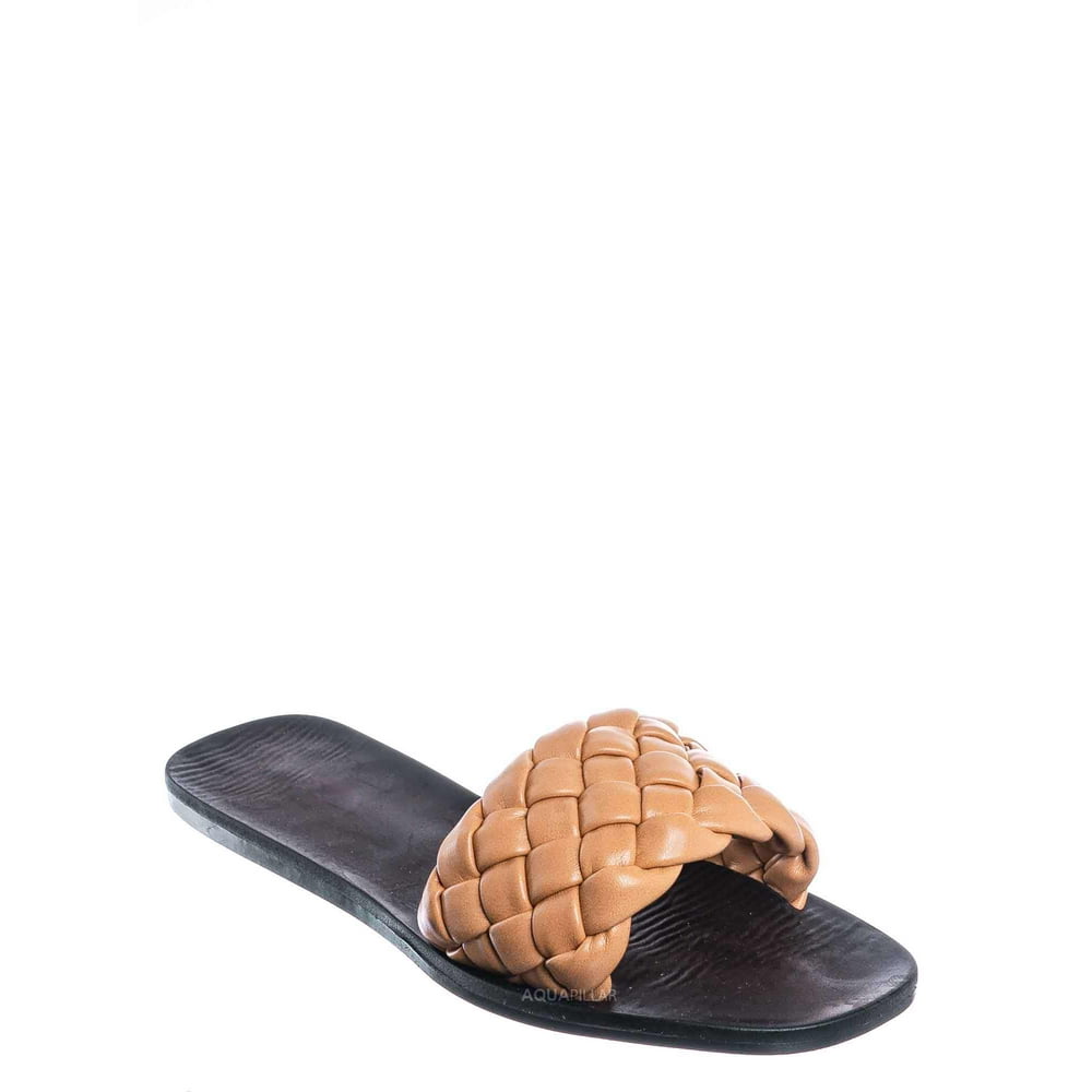 puffy woven slides
