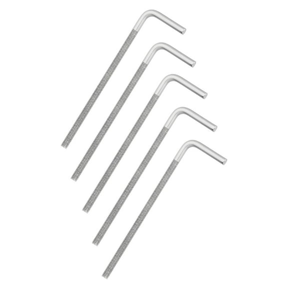 Uxcell M6x120mm 7/L-Shaped Right Angle Bolt Screw, 304 Stainless Steel L Shape Foundation Bolt Long Square Bend Screw, 5 Pcs