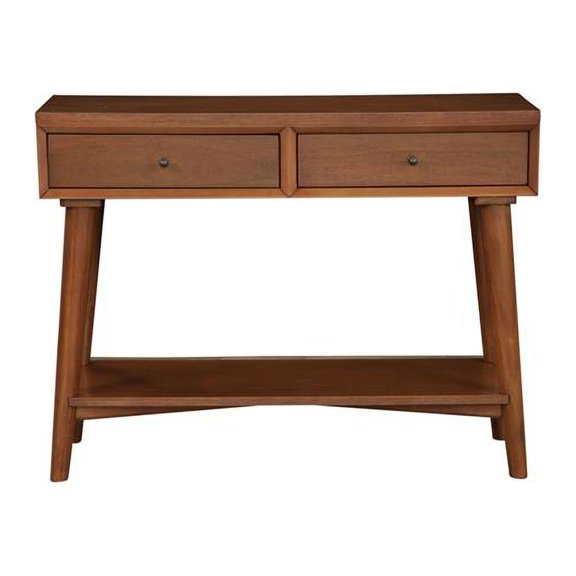 42 in. Brown Solid & Manufactured Wood Floor Shelf Console Table with Storage with Storage