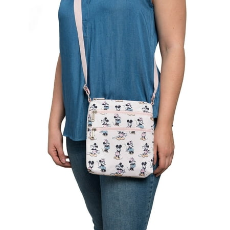 Loungefly Women Pastel Minnie Mickey AOP Nylon Passport, Multi, 8 inches x 9 inches x 1.25 inches