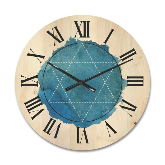 Designart 'Sacred Geometry and Symbol of Alchemy III' Bohemian & Eclectic Wood Wall Clock