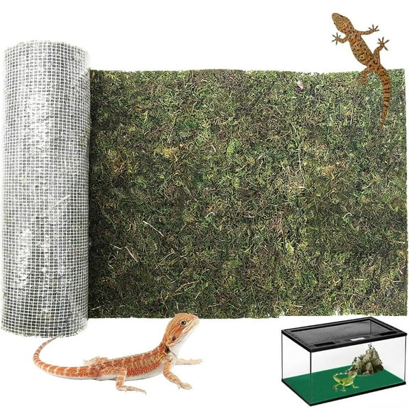 Tutuviw Reptile Carpet Dried Moss Mat,39.37" X 5.9" Natural Moss Mat for Terrarium,Green Substrate Flooring Bearded Dragon Tank Accessories,Cuttable Terrarium Mat for Leopard Gecko Hermit Crab Lizard