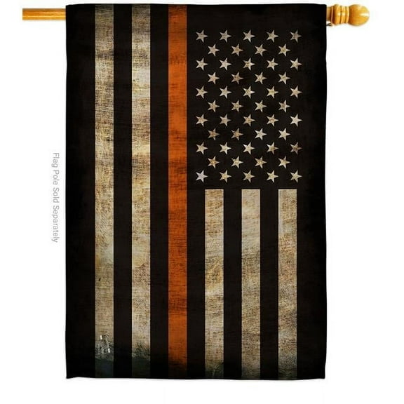 Angeleno Heritage H137419-BO 28 x 40 in. Thin Orange Line House Flag with Armed Forces EMT Double-Sided Decorative Horizontal Flags Decoration Banner Garden Yard Gift