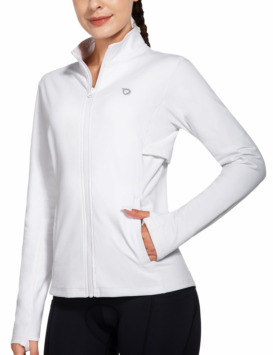 BALEAF Women's Running Jacket Slim Fit Soft Lightweight Sports Tops with Full Zip Side Pocket