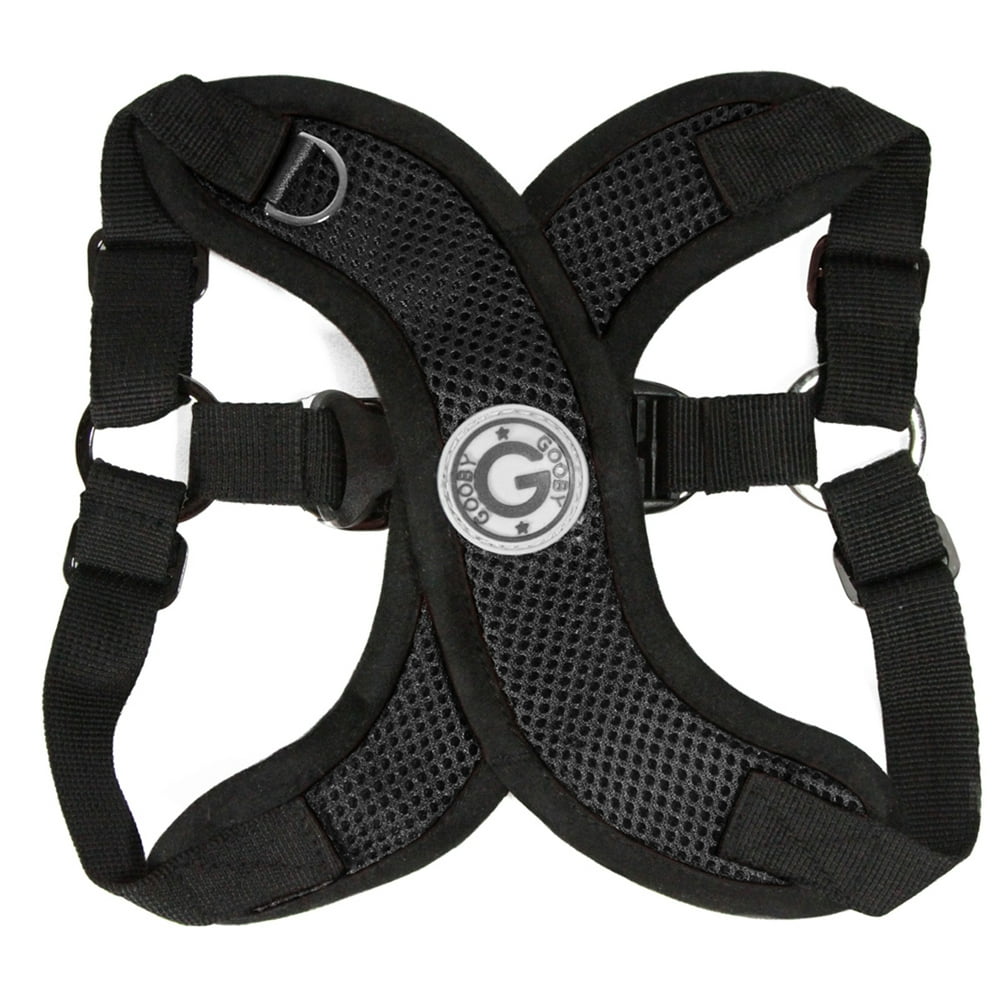 Gooby Dog Harness Black, Medium Comfort X Headin Dog Harness with