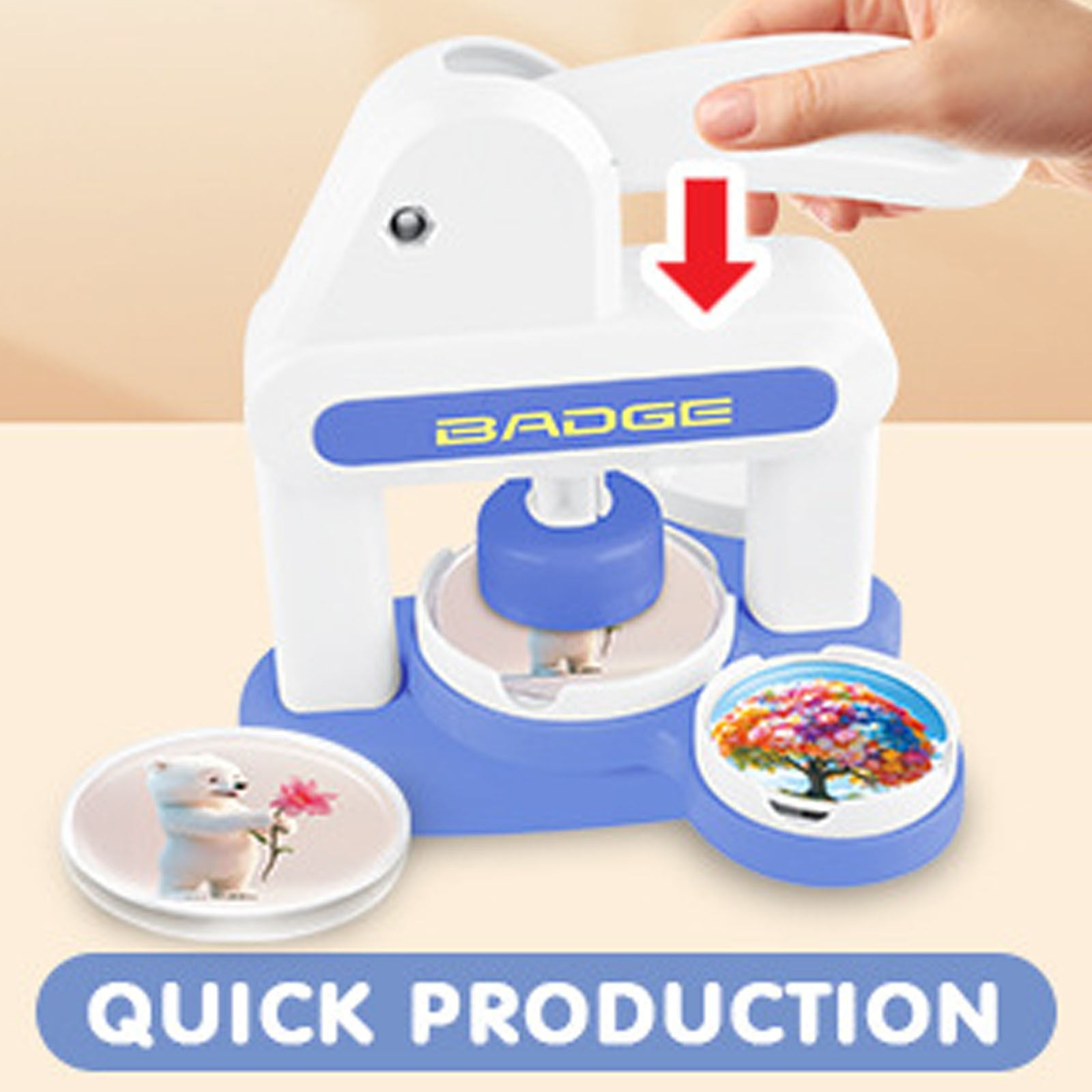 Badge Maker Machine with 3 Pins Sharp,Upgrade Button Maker Artist DIY Pin Maker Press Machine Badge Punch Kit with Button Parts Circle Cutter Present Installation-Free for Custom Buttons&Pins