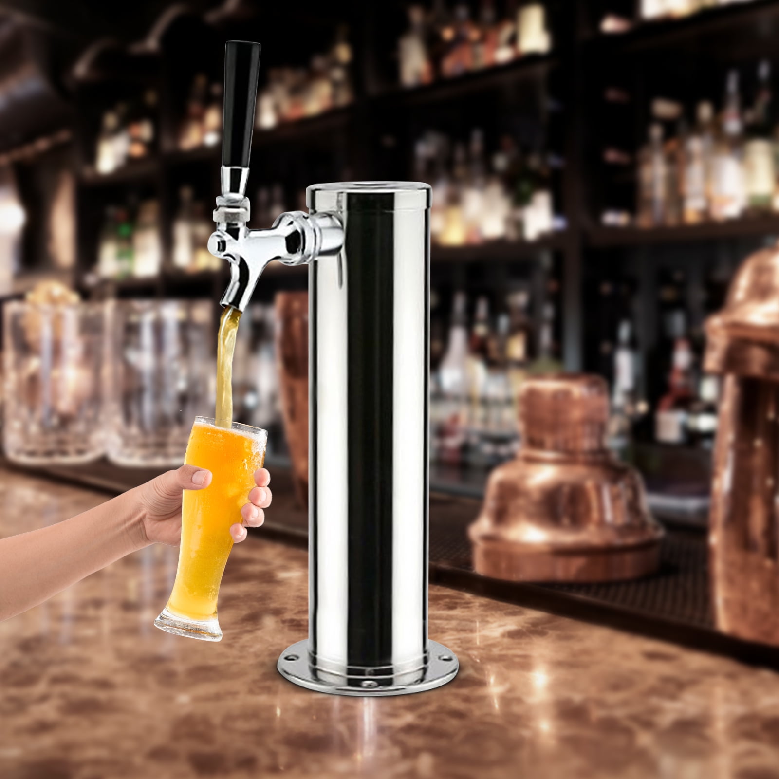 Dwellnix US Home Bar Single Tap Faucet Draft Beer Keg Tap Tower Kegerator Stainless Steel