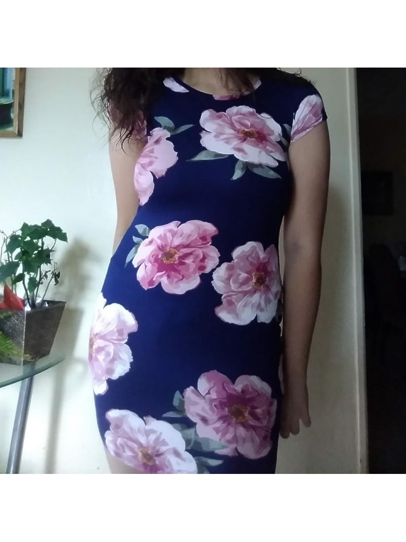 Charlotte Russe Women's Bodycon Pink Floral Navy Blue Dress (Medium) -  Walmart.com
