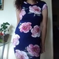 thumbnail image 4 of Charlotte Russe Women's Bodycon Pink Floral Navy Blue Dress (Medium), 4 of 4