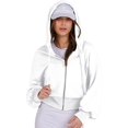 thumbnail image 3 of Female Zip Up Hoodies Cropped Sweatshirts Casual Comfy Cute Zip Jackets Fashion Trendy Fall Outfits White XL, 3 of 10