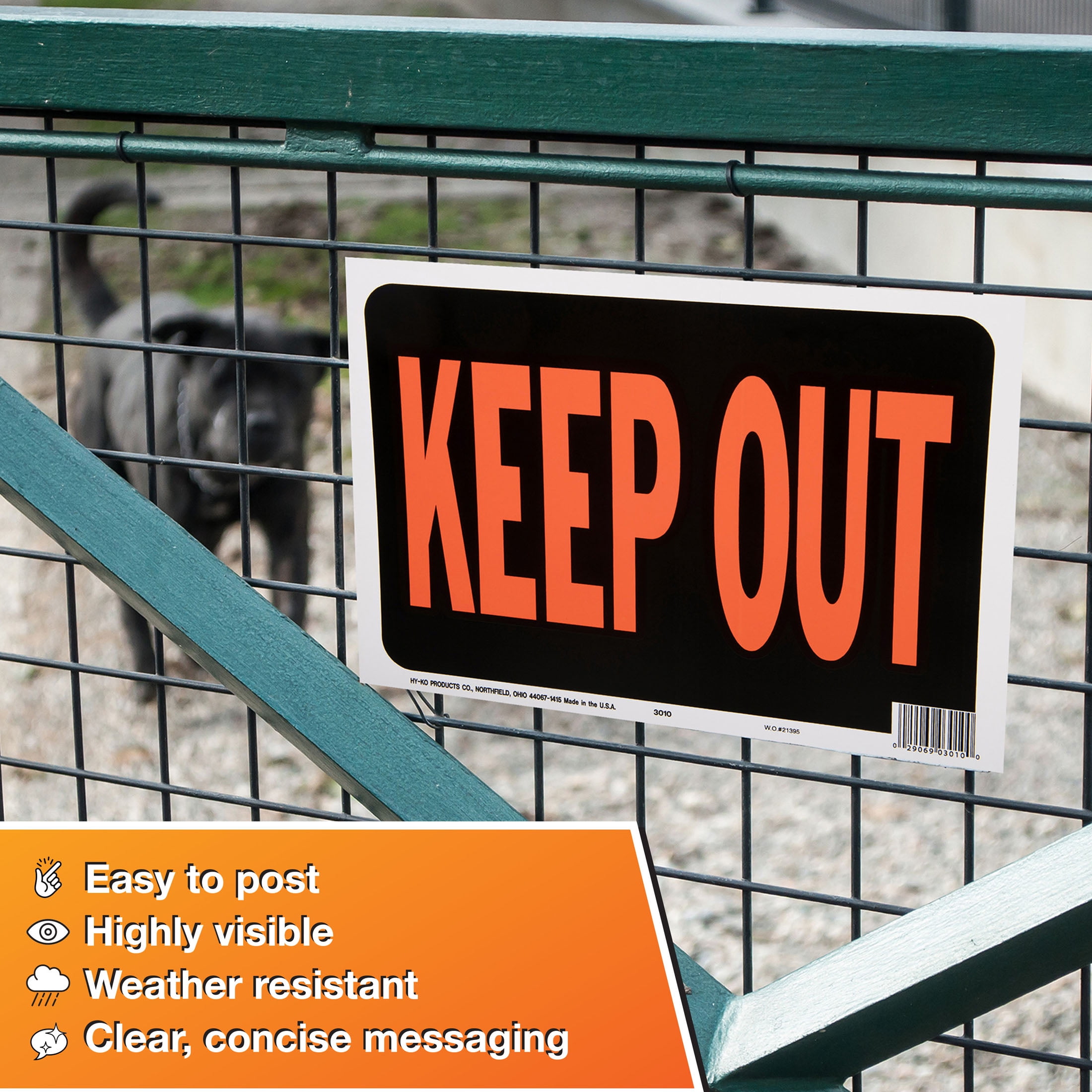 (5 pack) Hy-Ko 8.5 x 12 inch Plastic Keep Out Sign, Weather Resistant, Bold Orange and Black Color