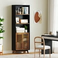 thumbnail image 2 of Costway 70" Bookshelf, 5-Tier Bookcase with Reversible Adjustable Shelf & Sliding Doors, 2 of 10