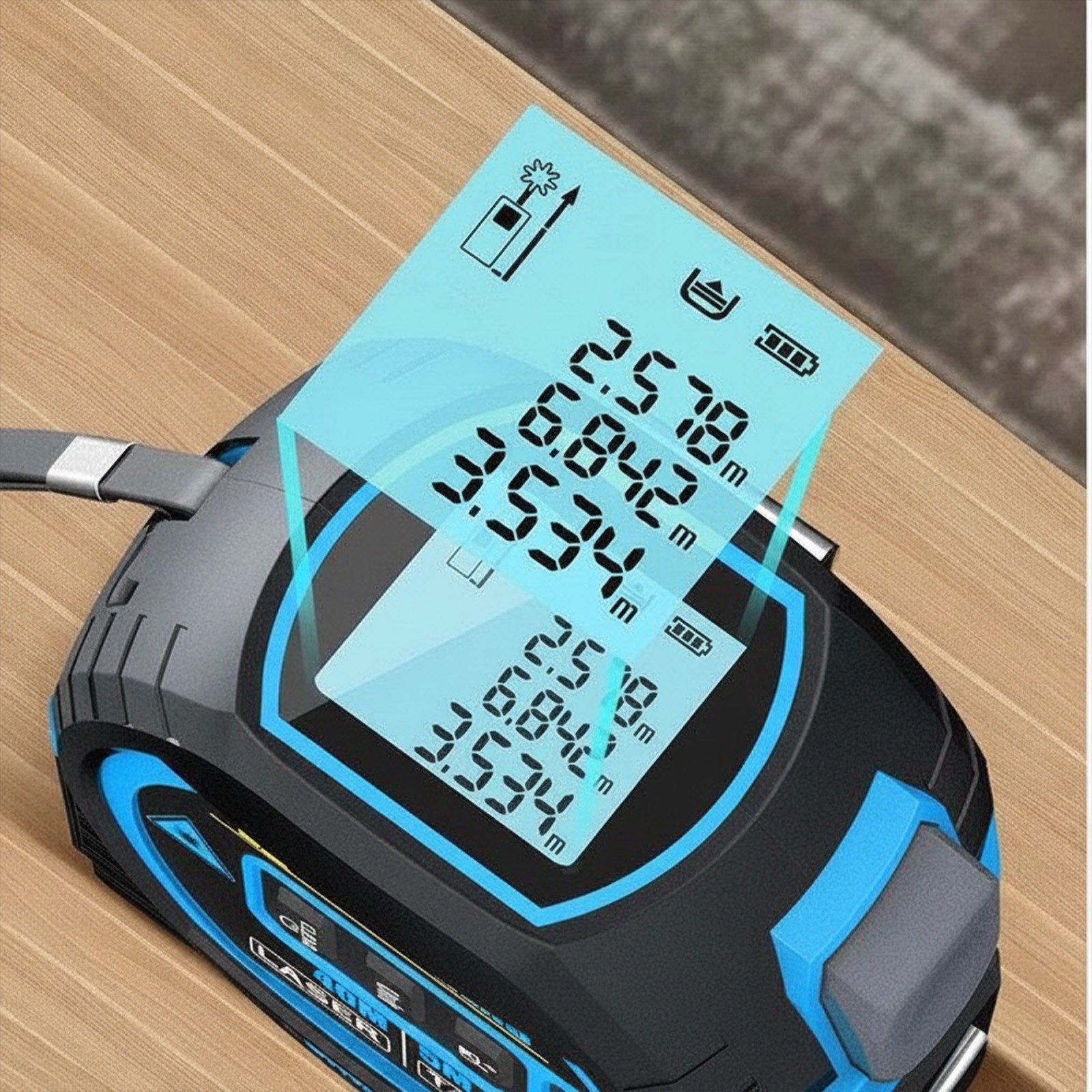 Lazer Measuring Tool,Tape Measure With Laser,Electric Tape Measure,Ruler Laser Tape Measure ,Smart Range Finder, Easy-Read Display, Ft & Metric Measurement | 196 Ft | 60 M