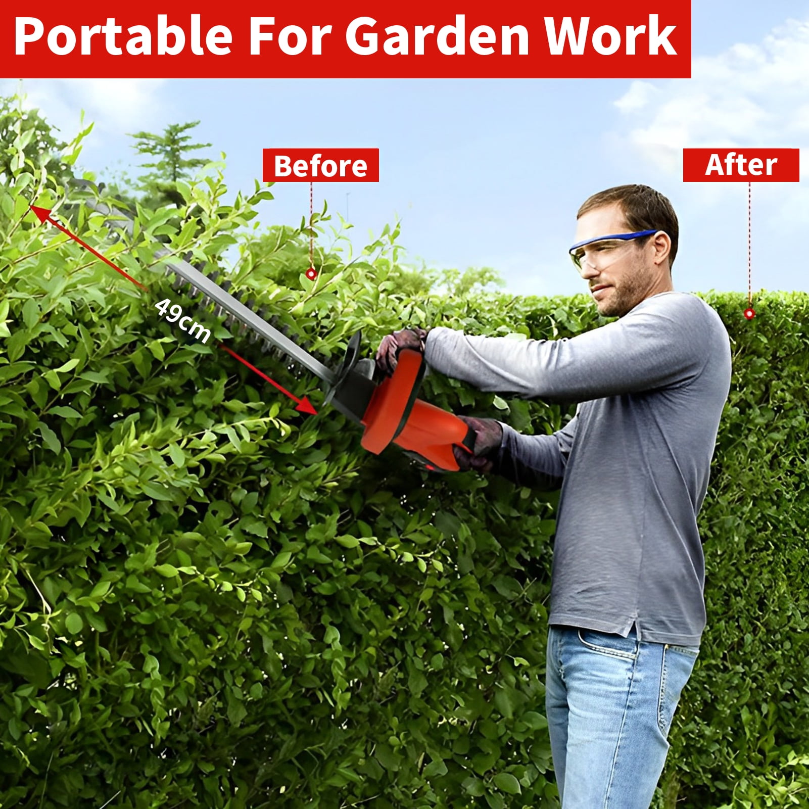 Victool 21V Cordless Electric Hedge Trimmer Double Blade Home Garden Trimmer Shrub Pruning Saw US 110V