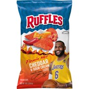Ruffles Potato Chips, Flamin, Hot Cheddar & Sour Cream, 8 Oz Bag