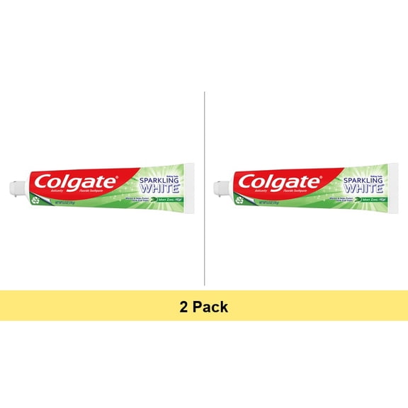 Colgate Sparkling White Fluoride Toothpaste With Baking Soda, Mint Zing, 6 Oz - 2 Pack