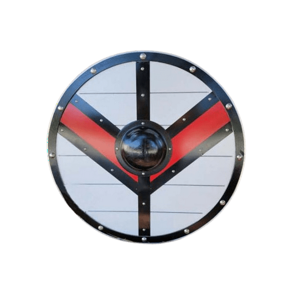 Viking Knights Legartha Shield Medieval Norse Raider Wooden Round White Red Shield