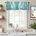 thumbnail image 2 of Seal Valance Curtain for Windows Watercolor Gradient Blue Green Seal Seaweed Sands Rod Pocket Curtain Valances Short Window Treatments Panels for Kitchen Bathroom Laundry Room Basement 42 x 12 Inch, 2 of 9