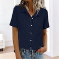 thumbnail image 3 of VBVC Women's Lapel Button Down Shirts,Ladies Short Sleeve Blouses,Summer Stretchy Breathable Tops for Women,Navy,S-2XL, 3 of 7