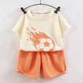 thumbnail image 5 of WAVSUF Boys Outfit Sets 2-Piece Football Print T-Shirt and Shorts Elastic Waist Short Sleeve Kids Summer Cute Active Clothes Orange Size 3-4T, 5 of 7