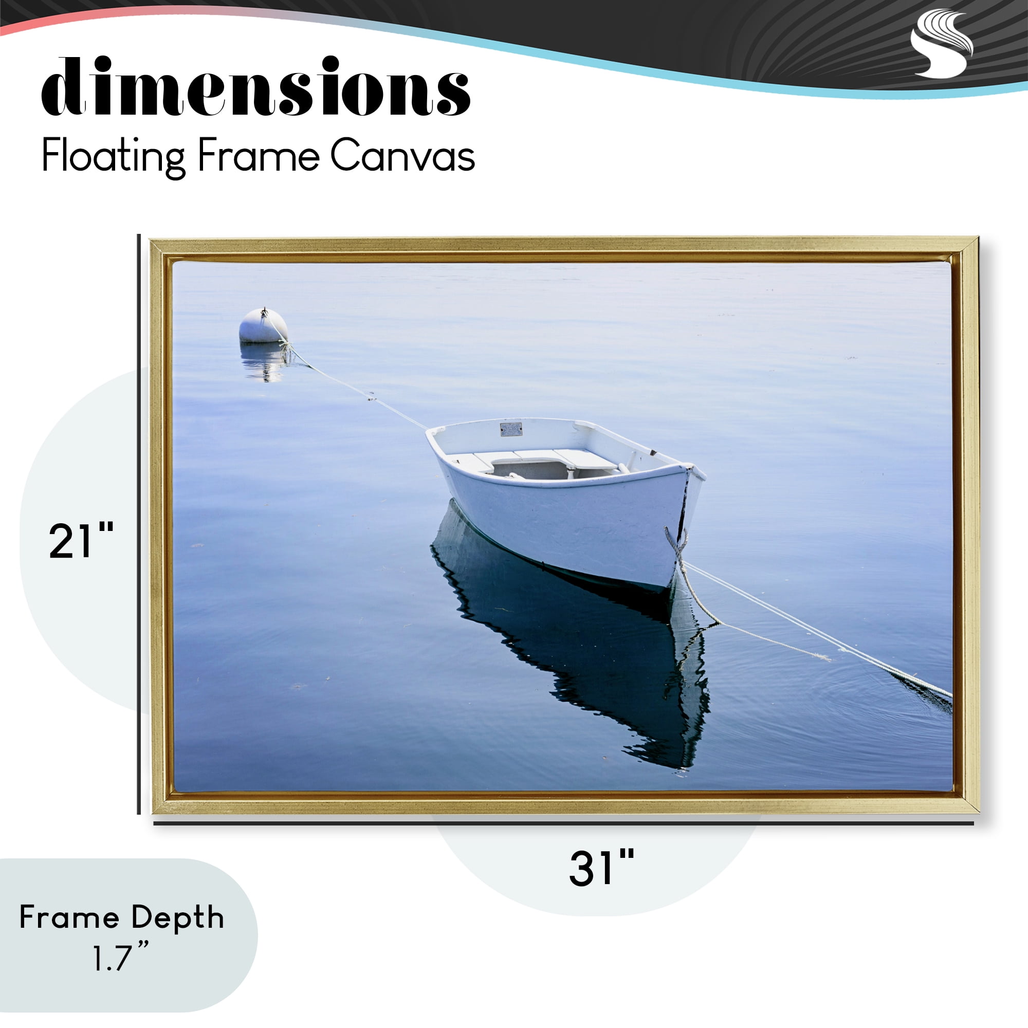 Stupell Industries Boat Tied to Dock Gold Framed Floater Canvas Wall Art, design by JLM Photographs