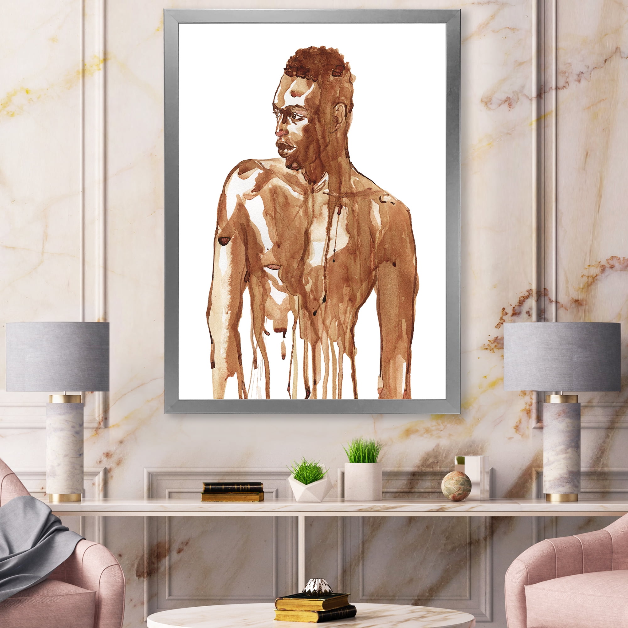 Designart 'Portrait of Handsome African Man On White II' Modern Framed Art Print