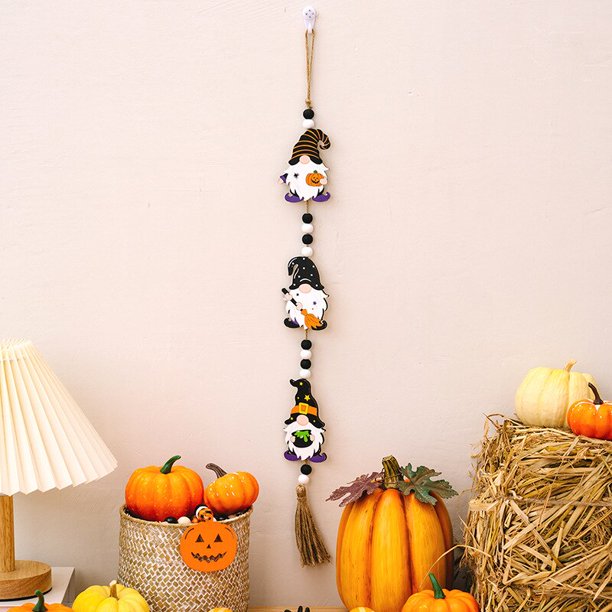 Colgante de cuentas de madera para Halloween, gnomo, calabaza, murciélago, fantasma, adornos colgantes para pared, fiesta en casa, bandeja, accesorio de decoración xuanjing unisex