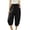 Black, variant on Women's High Waist Drawstring Harem Capri Pants with Pockets Cotton Cuffed Joggers Loose Fit Casual Summer Lounge Pants for Daily Wear