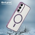 thumbnail image 3 of For Samsung Galaxy S24 / SM-S921 Hard Crystal Back Transparent Edge Camera Protection Magnetic Car Mount Holder Magsafe Wireless Charging Shockproof Hybrid Case Cover Rose Gold, 3 of 7