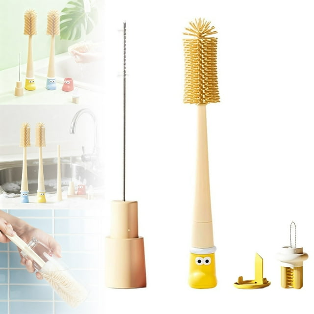 360° Flexible Silicone Bottle Brush - 5 In 1 Function for Efficient Cleaning of Narrow Portable Cup Lids