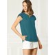 thumbnail image 4 of Camiseta Manga Tulipán Cuello En V Básico Para Mujer Azul eléctrico XL Allegra K, 4 of 6