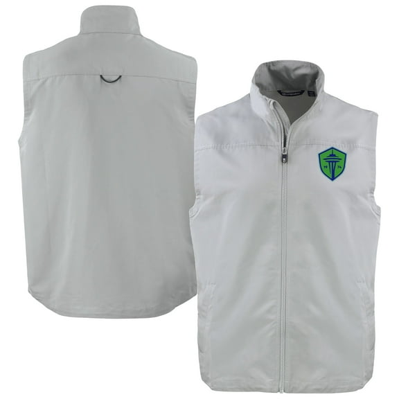 Men's Cutter & Buck Gray Seattle Sounders FC Big & Tall Charter Eco Recycled Full-Zip Vest