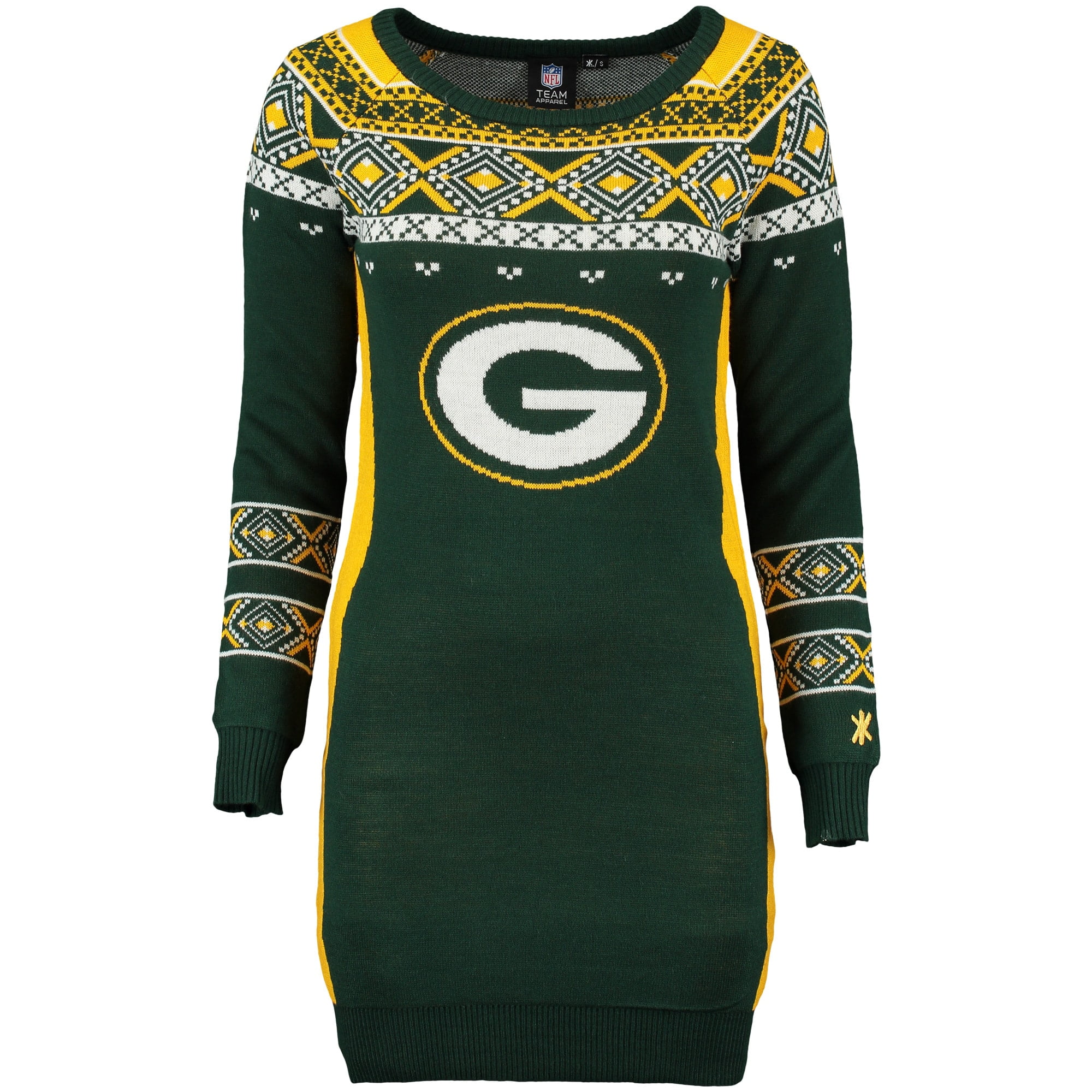 Green Bay Packers Klew Women�s Big Logo Ugly Sweater Dress Green