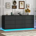thumbnail image 2 of Smart Home 9-Drawer Floating Dresser w/ USB Outlets & LED Lights | Extra-Wide Storage Cabinet with Fast Charging Station | Bedroom & Living Room Organizer (Black), 2 of 6