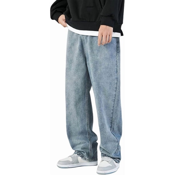 Pantalones vaqueros holgados Y2K para hombre, estilo hip hop, de pierna recta, lavados, vintage, para adolescentes, para patineta, ropa de calle