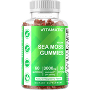 Vitamatic Irish Sea Moss Gummies - 3000 mg - 60 Vegan Gummies - Made with Bladderwrack & Burdock Root - Seamoss Supplement for Thyroid, Energy, Immune Support