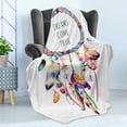 thumbnail image 4 of Feather Soft Flannel Fleece Throw Blanket, Dream Catcher Illustration Bohemian Style Image, Cozy Plush for Indoor and Outdoor Use, 70" x 90", Multicolor, by Ambesonne, 4 of 5