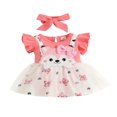thumbnail image 1 of Ensemble de Barboteuse pour Bébés Filles Manches Volantes Cartoon Fox Robe Trapèze + Bandeau, 1 of 9