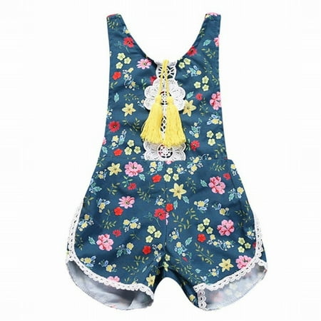 

Summer Sleeveless Suit Summer Floral Toddler Girls Tassel Bodysuit Tank Top Jumpsuit Party Daily Kids Child Clothing Streetwear Dailywear Outwear