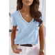 thumbnail image 3 of Camiseta Casual de Manga Corta para Mujer ANGGREK con cuello en V Color Azul M, 3 of 5