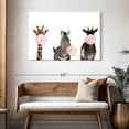 thumbnail image 3 of Elephant Stock Bubble Gum Safari Animals Wall Art - Horizontal Canvas Wall Art - Living Room Wall Decor - Animal Canvas - White And Pink Decor - 45" x 30", 3 of 8