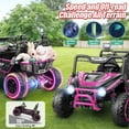 thumbnail image 2 of Funcid 24 Volt 2-Seater Ride on Toys, Ride on Cars with Remote Control, Metal Frame, 2 XL Electric Car for Kids, Power Car Wheels, UTV w/ Bluetooth, Music, 3 Speeds, Spring Suspension, Pink, 2 of 8