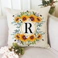 thumbnail image 4 of Monogram Letter R Summer Sunflower Throw Pillow Covers 18x18 Inch, Floral Bee Pillows Covers Decorative Family Last Name Initial Throw Pillowcase Decor for Couch Sofa, 4 of 6