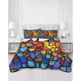 thumbnail image 3 of Blue Red Yellow Full Size Down Alternative Comforter, Lightweight Comforter Quilt Bedding Set with Pillow Shams Modern Colored Rainbow Stained Glass All Seasons Bed Comforter Duvet Insert 78"x90", 3 of 7