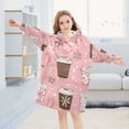 thumbnail image 5 of FORMRS Wearable Blanket Hoodie with Sleeves for Kids Cozy Flannel Sweatshirt, Brown Hand Drawn Cups, 5 of 7
